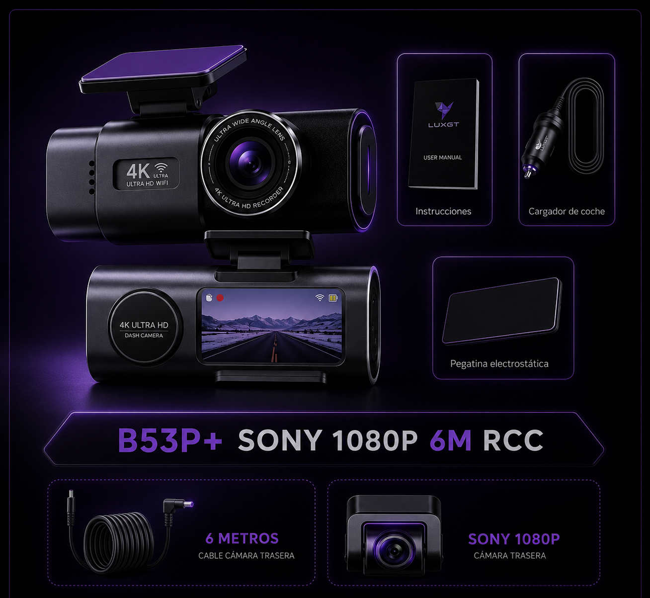 Cámara Dash Cam 4K Premium con WiFi y GPS
