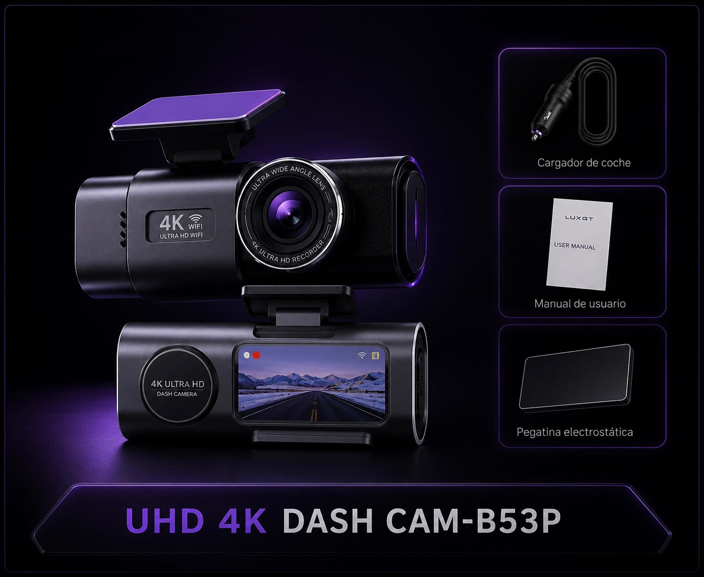 Cámara Dash Cam 4K Premium con WiFi y GPS