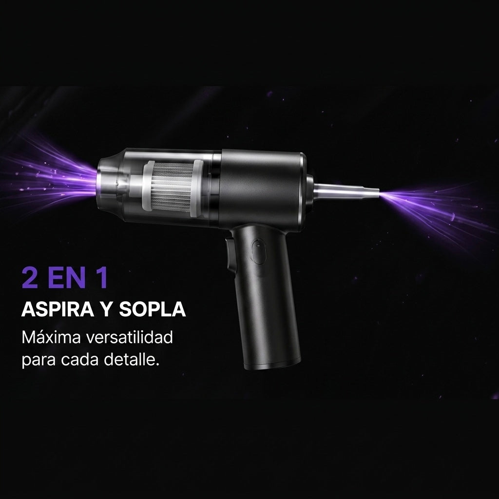 Mini Aspiradora Premium Inalámbrica para Coche - Alta Potencia 2 en 1