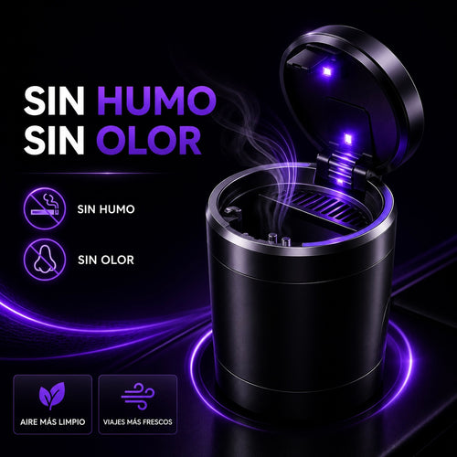 Cenicero Premium para Coche con Luz LED – Sin Humo y Sin Olor