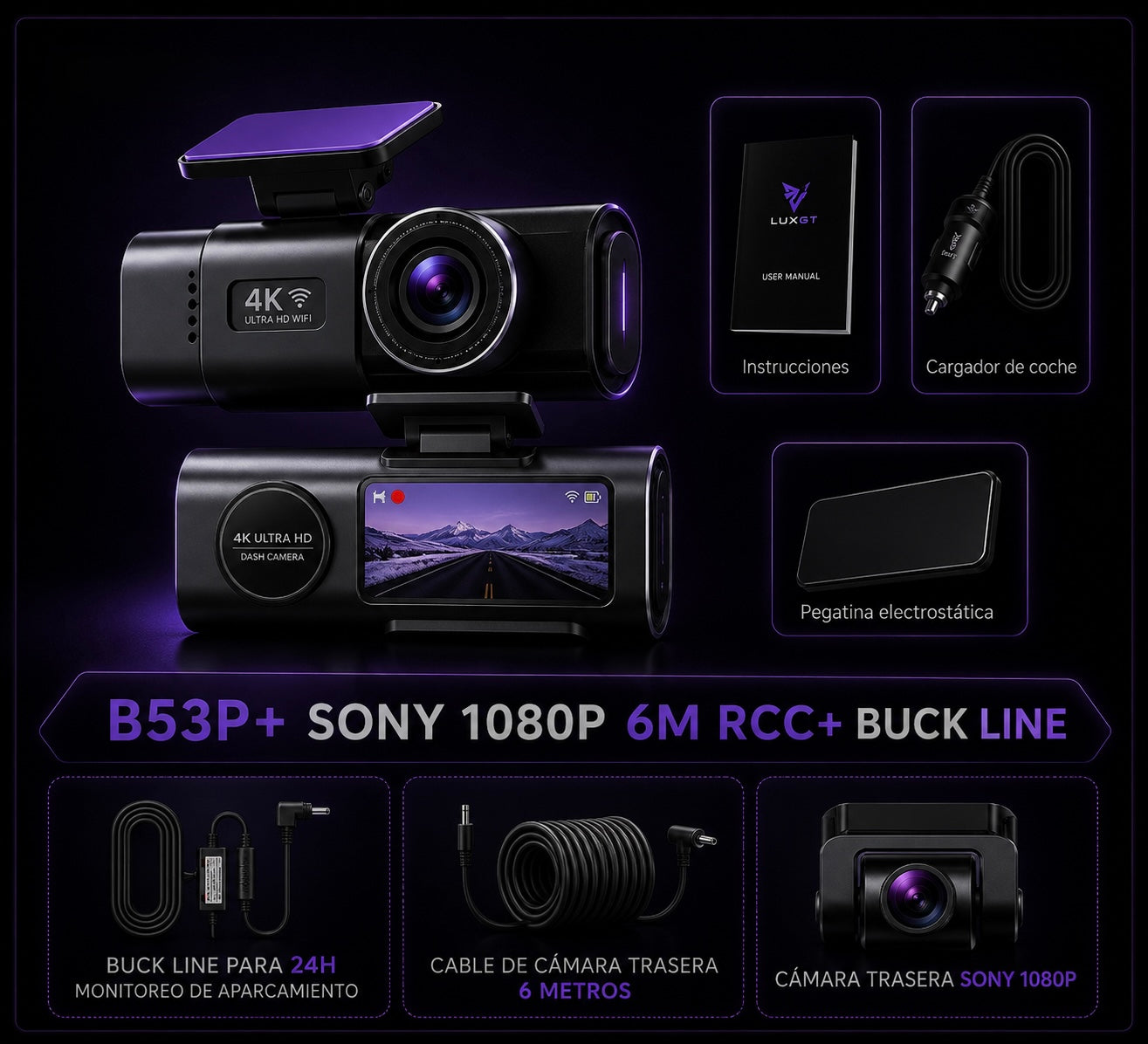 Cámara Dash Cam 4K Premium con WiFi y GPS